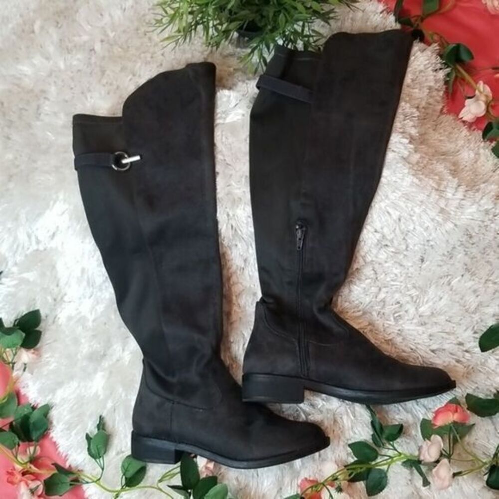 Rebel by Zigi Women's Round Toe Knee High Fashion Dark Grey Size 8.5